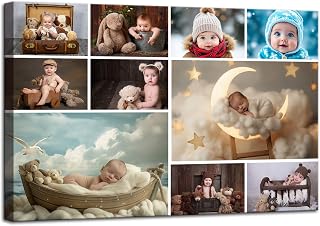 ZHIYYHAO Customize Multi Picture Collage Canvas Wall Art Personalized Multi Pictures Prints to Canvas Wall Art for Kids Family Lover Wedding Anniversary (CF-11,12.00L X8.00W'')