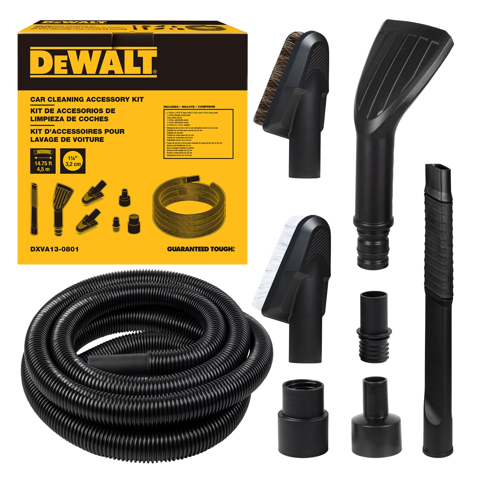 DEWALT 8-Piece Car Detailing Vacuum Hose Accessory Kit, DXVA13-0801 | Compatible