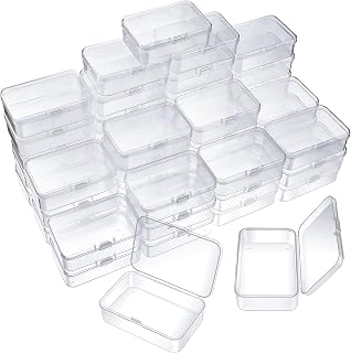SATINIOR 48 Packs Clear Small Plastic Containers Transparent Storage Box with Hinged Lid for Small Items Crafts Jewelry (3.27x2.13x1.02 Inches)
