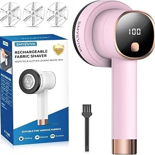 Smyeviva Lint Remover, 6-Blade Fabric Shaver for Clothes & Couch,USB-C | Rechargeable Sweater Shaver with LED Display & 3 Speeds with 2 Extra Blades for Furniture, Blankets, Suits,Pink