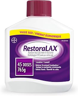 RestoraLAX Powder Stool Softener Laxative - Laxatives For Constipation, Effective Constipation Relief For Adults, No Taste, No Grit, No Gas, No Bloat, No Cramps, No Sudden Urge, 45 Doses, 765 grams