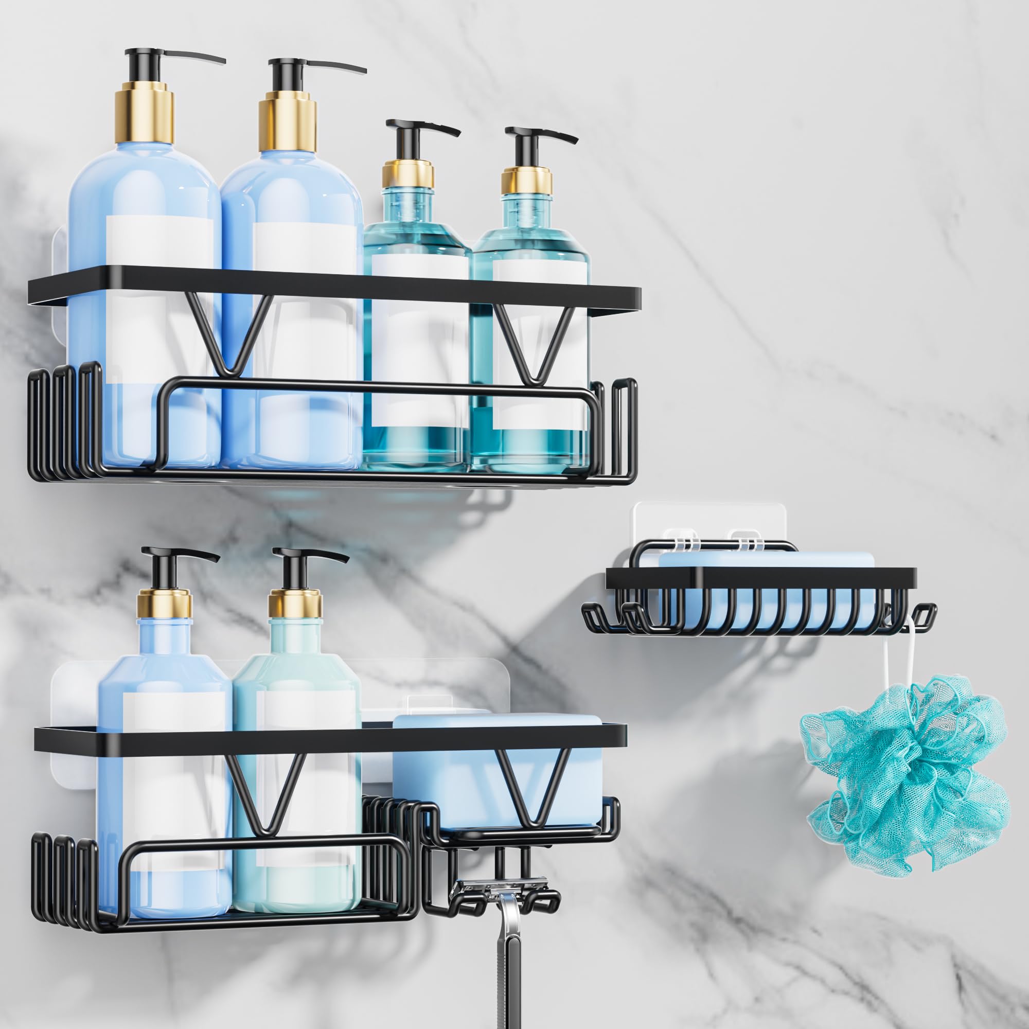 KEGII Shower Caddy, Bathroom Shelf Organiser No Drilling, Adhesive Shower Storag
