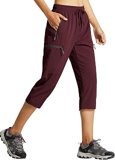 Libin Women's Trekking Capri Shorts Summer Hiking Quick Drying Breathable Outdoor Running Shorts Athletic with Zip Pockets