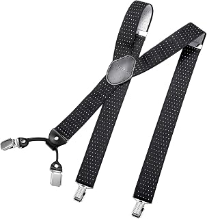 DonDon Braces for Men Trousers Adjustable Suspenders 3,5 cm 1,38" Wide 4 Clips with Leather in Y-Form Elasticated