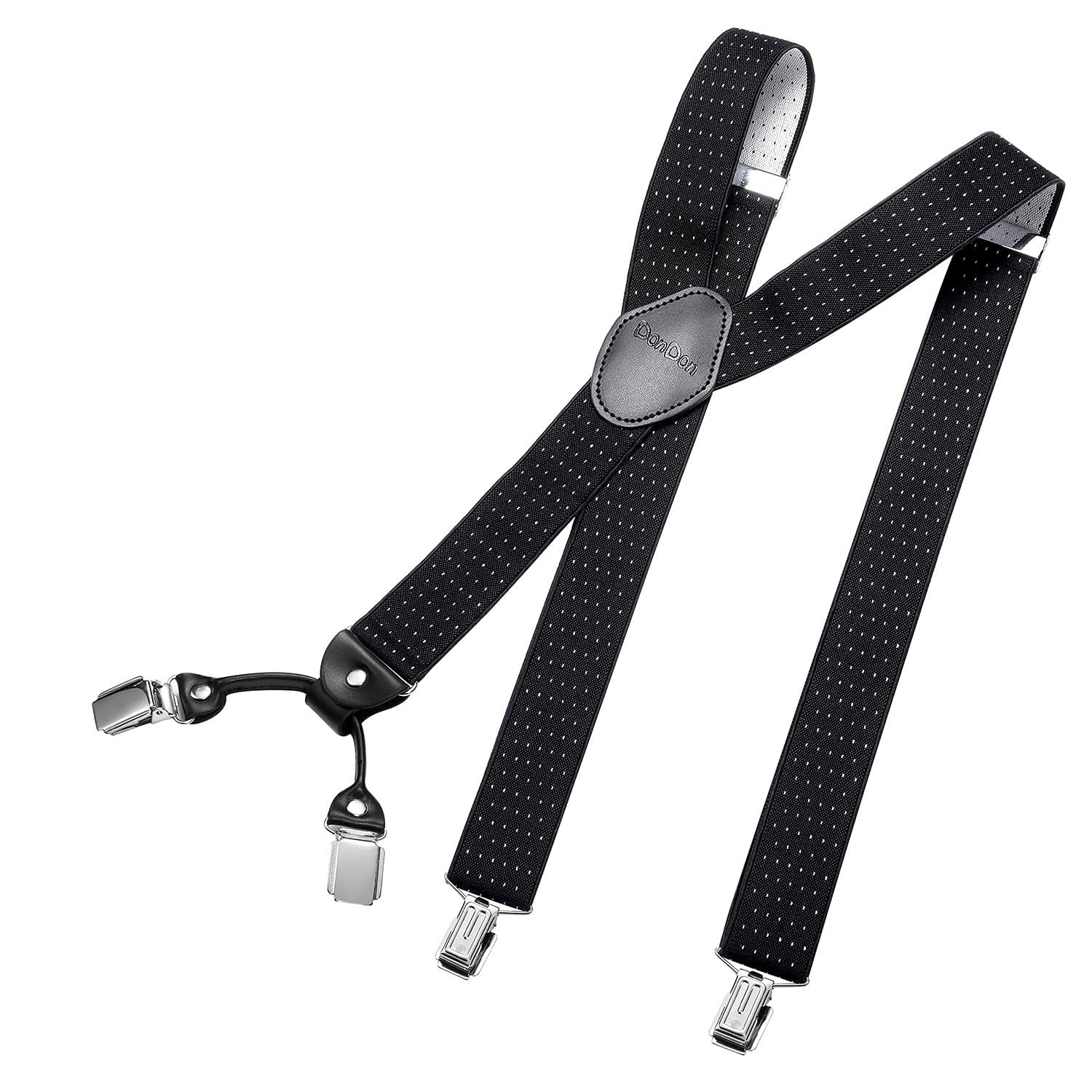 DonDon Braces for Men Trousers Adjustable Suspenders 3,5 cm 1,38" Wide 4 Clips w