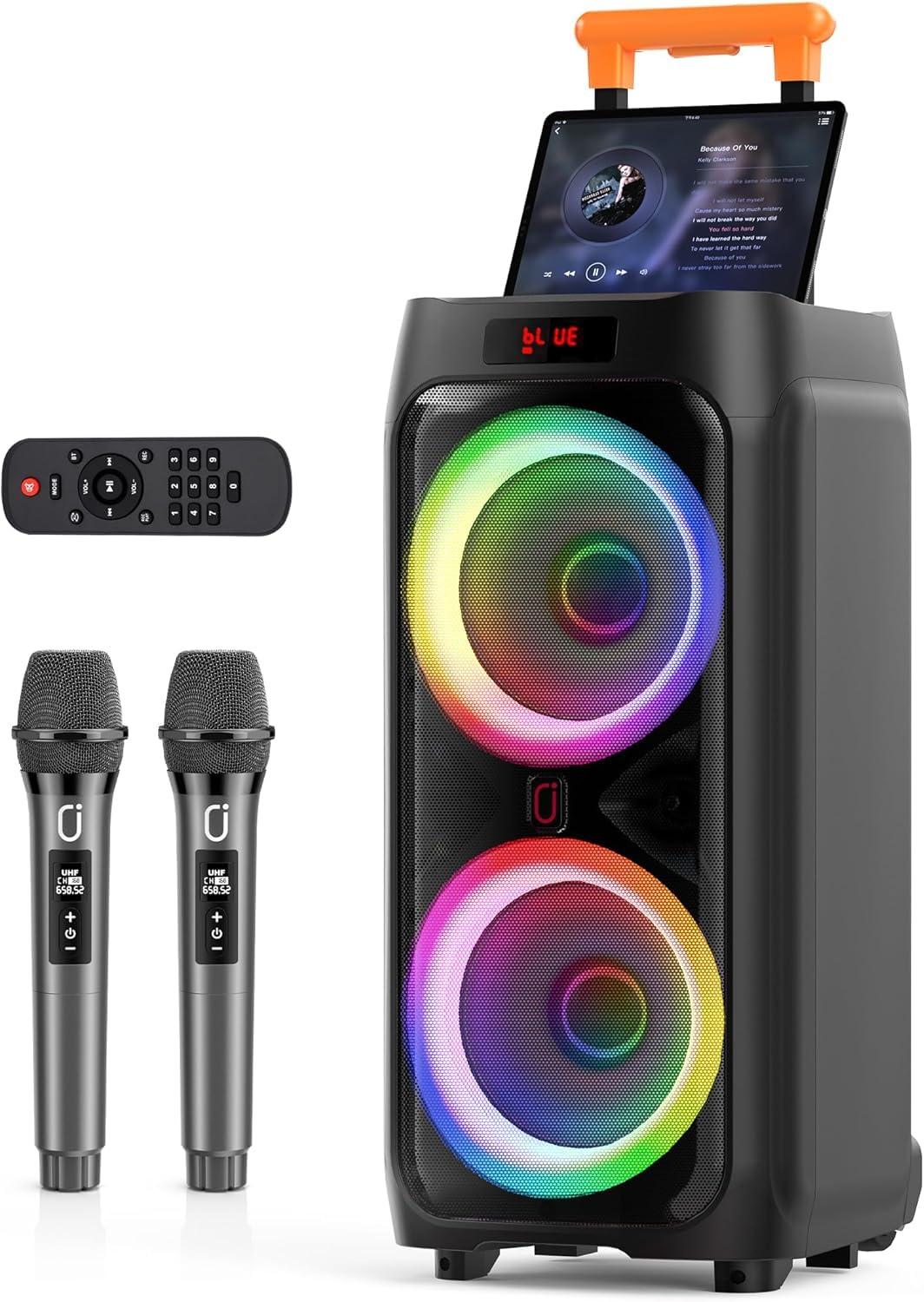 JYX Karaoke Machine with 2 Mics, 500W Party Speaker with Dual 8" Subwoofer | Zer