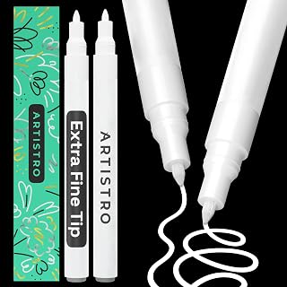ARTISTRO White Acrylic Paint Markers - 0.7mm Extra Fine-Tip - Set of 2 | Paint Pens, Perfect for Crafting, Art Projects, & More