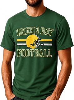 Mens Football Graphic T Shirt Short Sleeve Game Day Sports Tee Casual Top