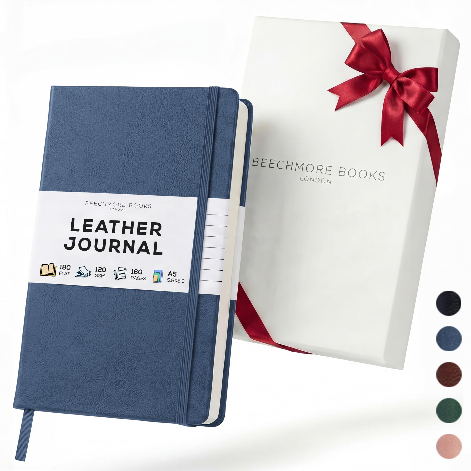 Beechmore Books A5 5x8 Lined Leather Journal For Men, 120 GSM Gift Box