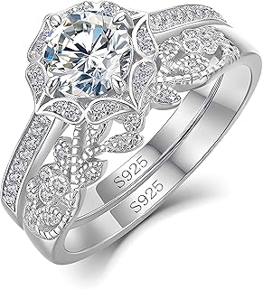 WES 925 Sterling Silver 1CT Stackable Moissanite Bridal Ring Set for Women