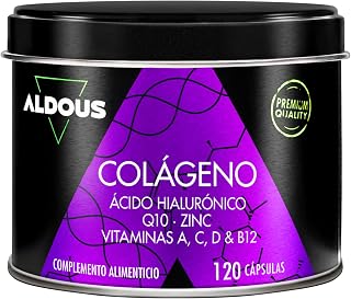 Pure Hydrolyzed Collagen, Hyaluronic Acid, Coenzyme Q10, Zinc - Energy | 120 días - Vitaminas A, C, D- Vitamina B12 - Formula Avanzada - Colágeno para las Articulaciones Fuertes, Piel Tersa- ALDOUS
