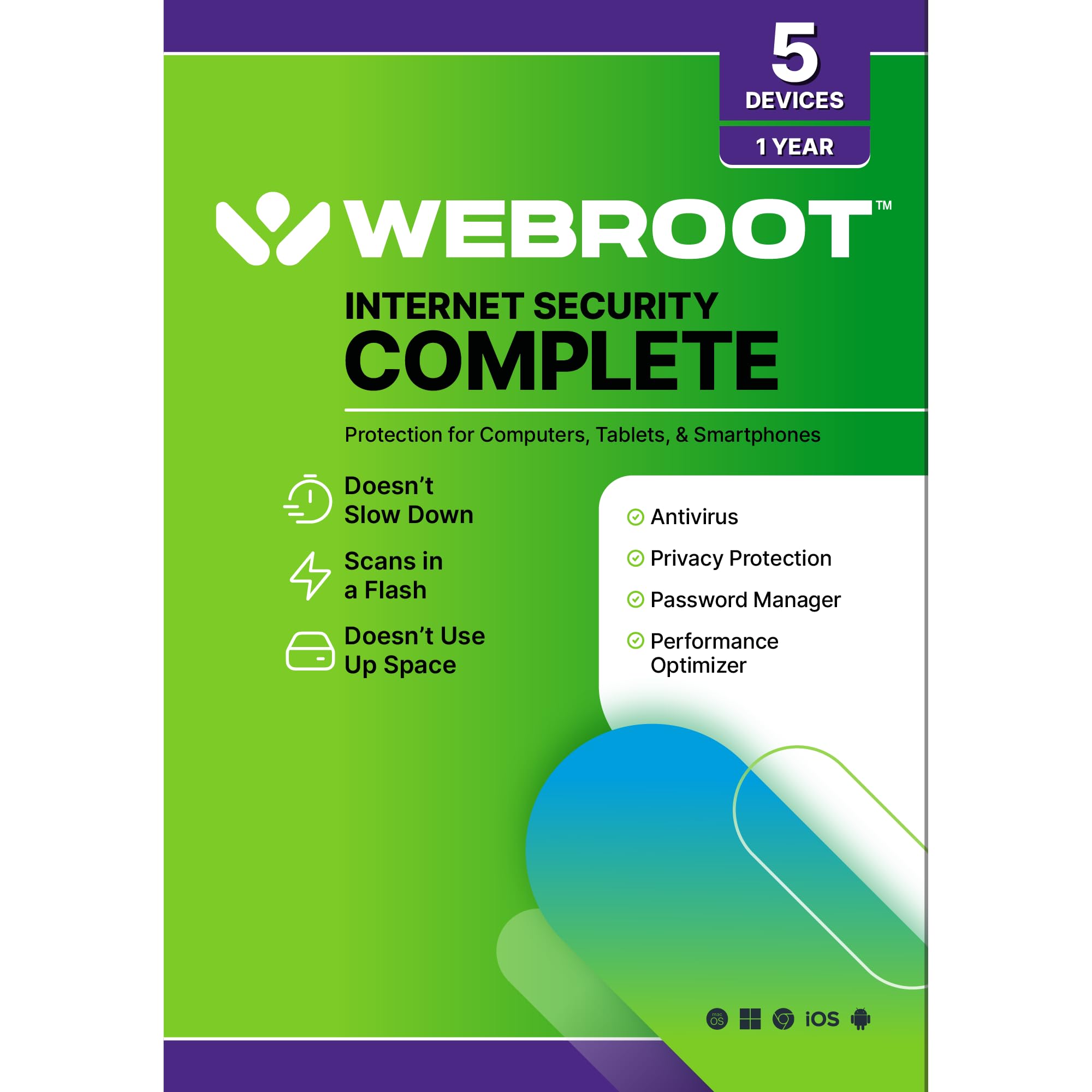 Webroot Internet Security Complete | Antivirus Software 2026 | 5 Device | 1 Year