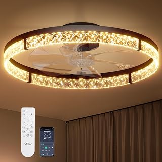 addlon 24" Low Profile Fandelier Ceiling Fans with Lights and Remote, Black | Wider Airflow, 3000-6000K Dimmable LED, 6 Speeds, Reversible DC Motor, App Control, Memory Function, Timer, Quiet Operation