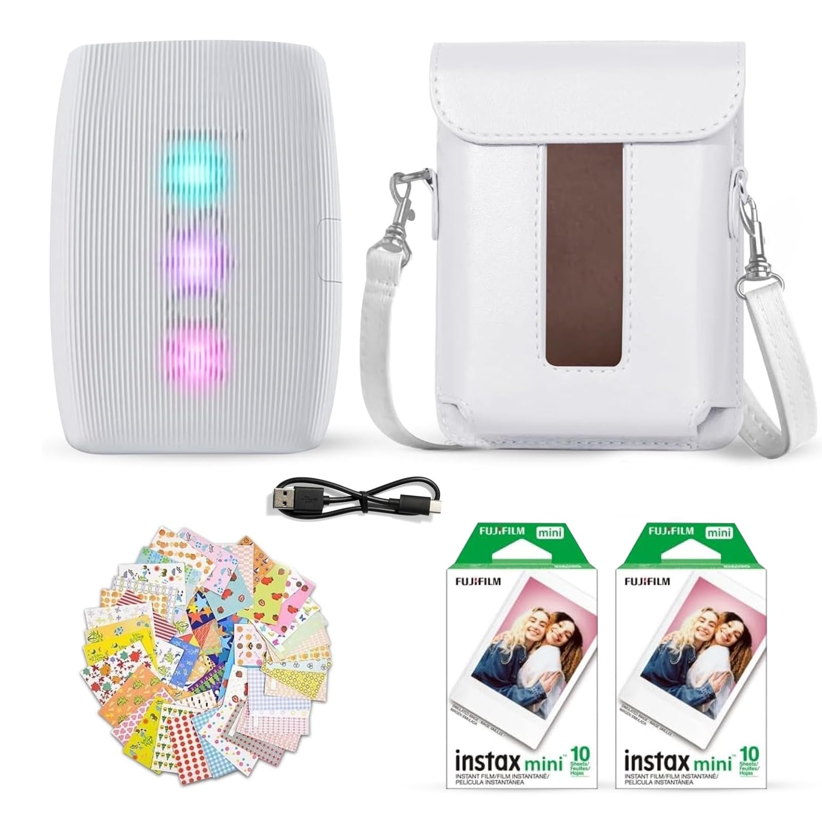 Fujifilm Instax Mini Link 3 Smartphone Printer Clay White + Fuji Film Value Pack