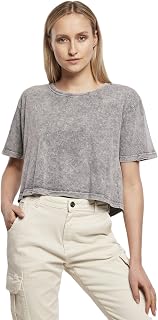 Build Your Brand Women's Ladies Acid Washed Cropped Tee T-Shirt