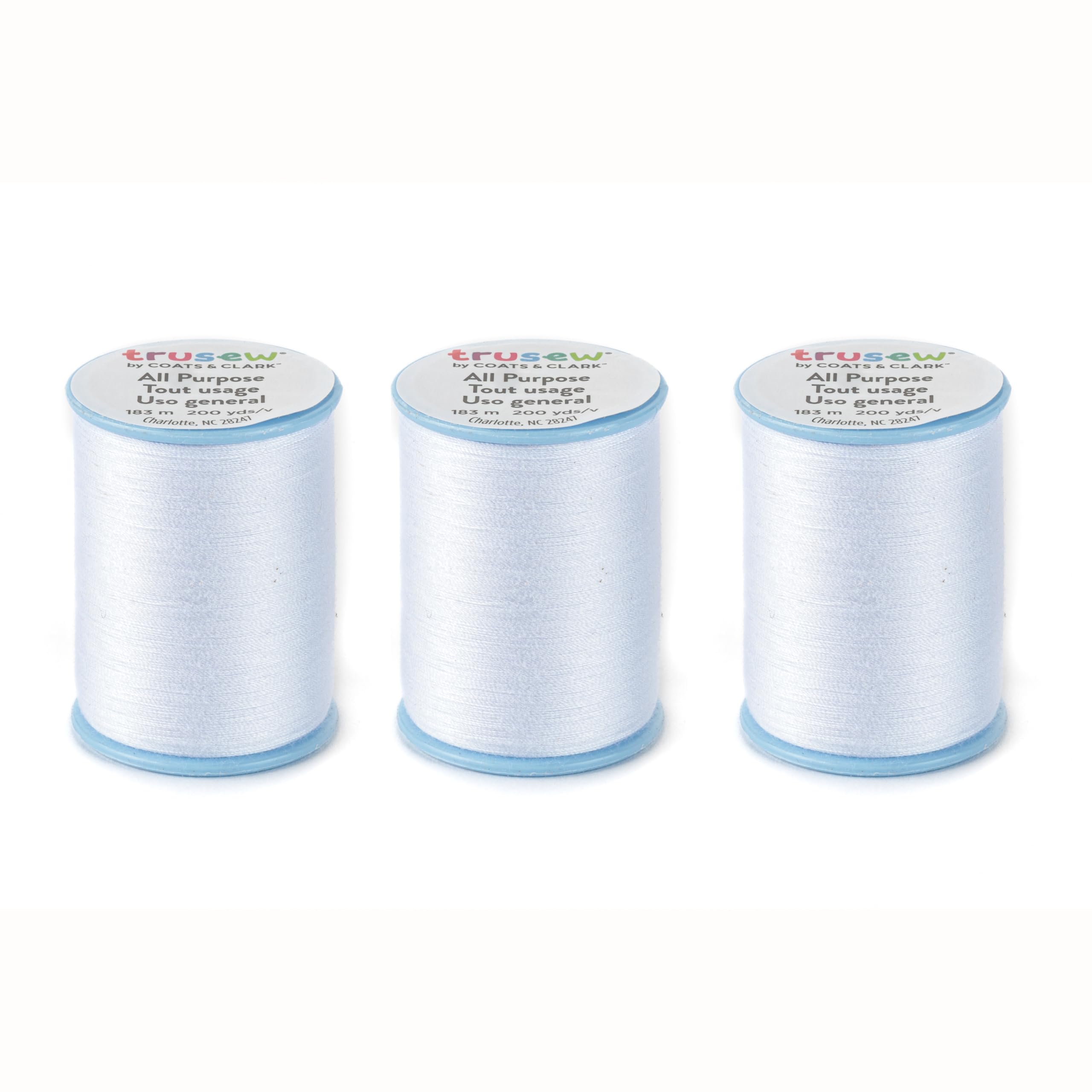 TruSew All Purpose Sewing Thread for Sewing Machine, White, 3-Pack | 100% Polyes