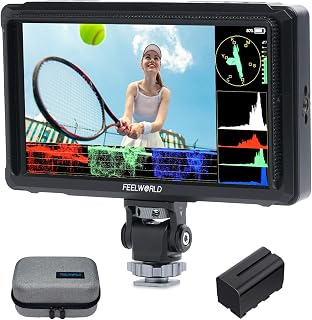 FEELWORLD FW568 PRO 6" 1200nit 1920×1080 Screen Field DSLR Camera Monitor | with F750 Battery Bag, 4K HDMI In Out, 3D LUT, HDR Waveform Focus Assist, for Profession Videographer Filmmaker, for Outdoor