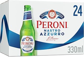Peroni Nastro Azzurro Italian Lager, 24 x 330ml, 5% ABV, Brewed in Italy, Premium Lager (Packaging may vary)