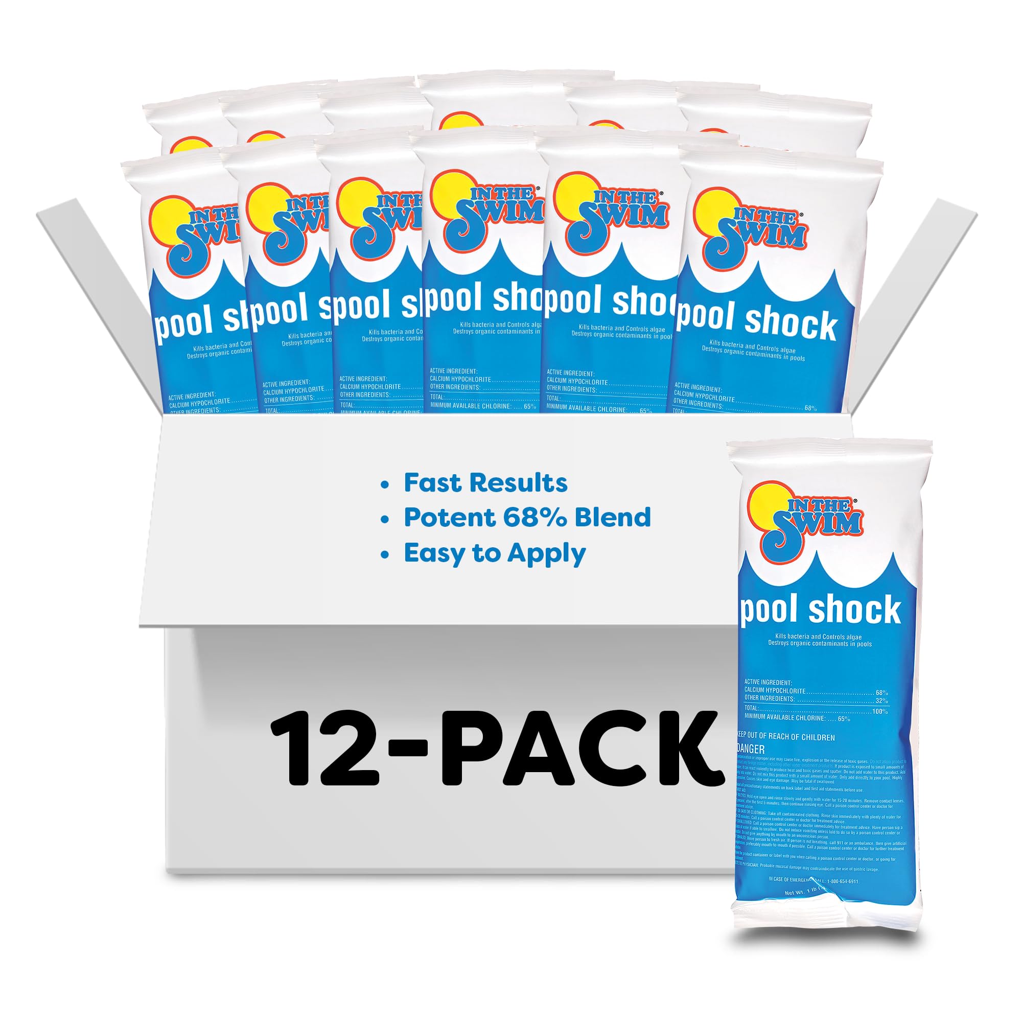 In The Swim Pool Shock - 68% Cal-Hypo Granular Sanitizer - 12 x 1 Pound | Powerf