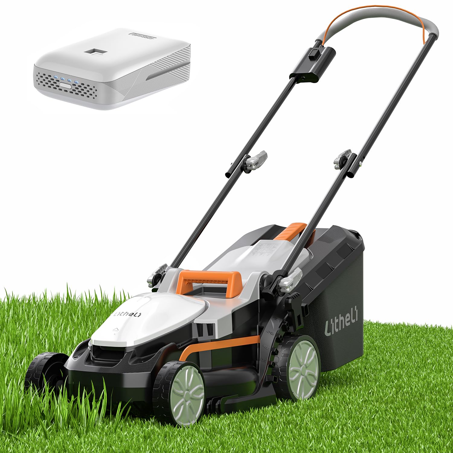 Litheli Electric Lawn Mower Cordless,Grass Cutter Machine for 1300 Sq. Ft. Lawnm