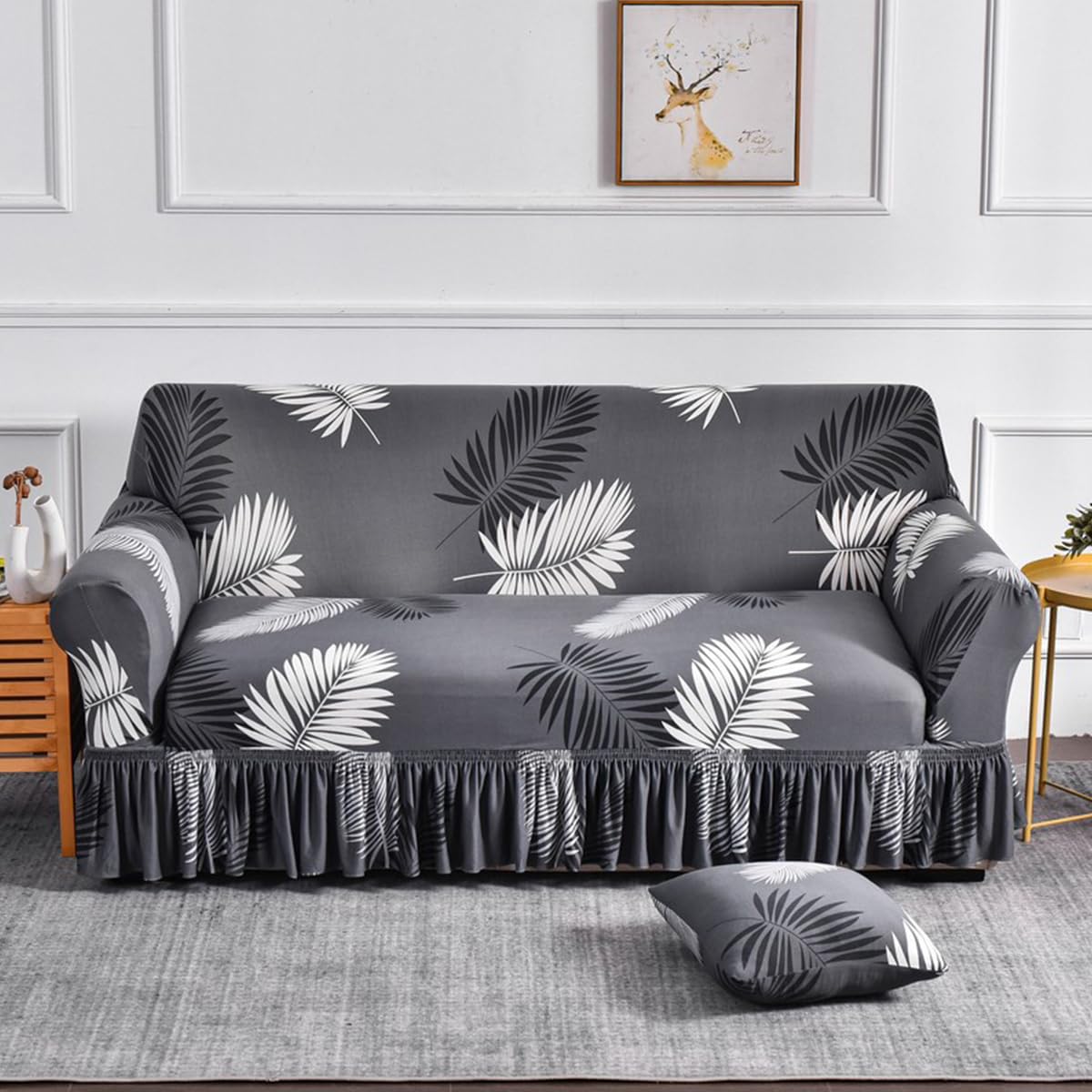 Hemmed 1-4 Seater Sofa Cover, 3D Flower Stretch Sofa Cover with Armrests Super S