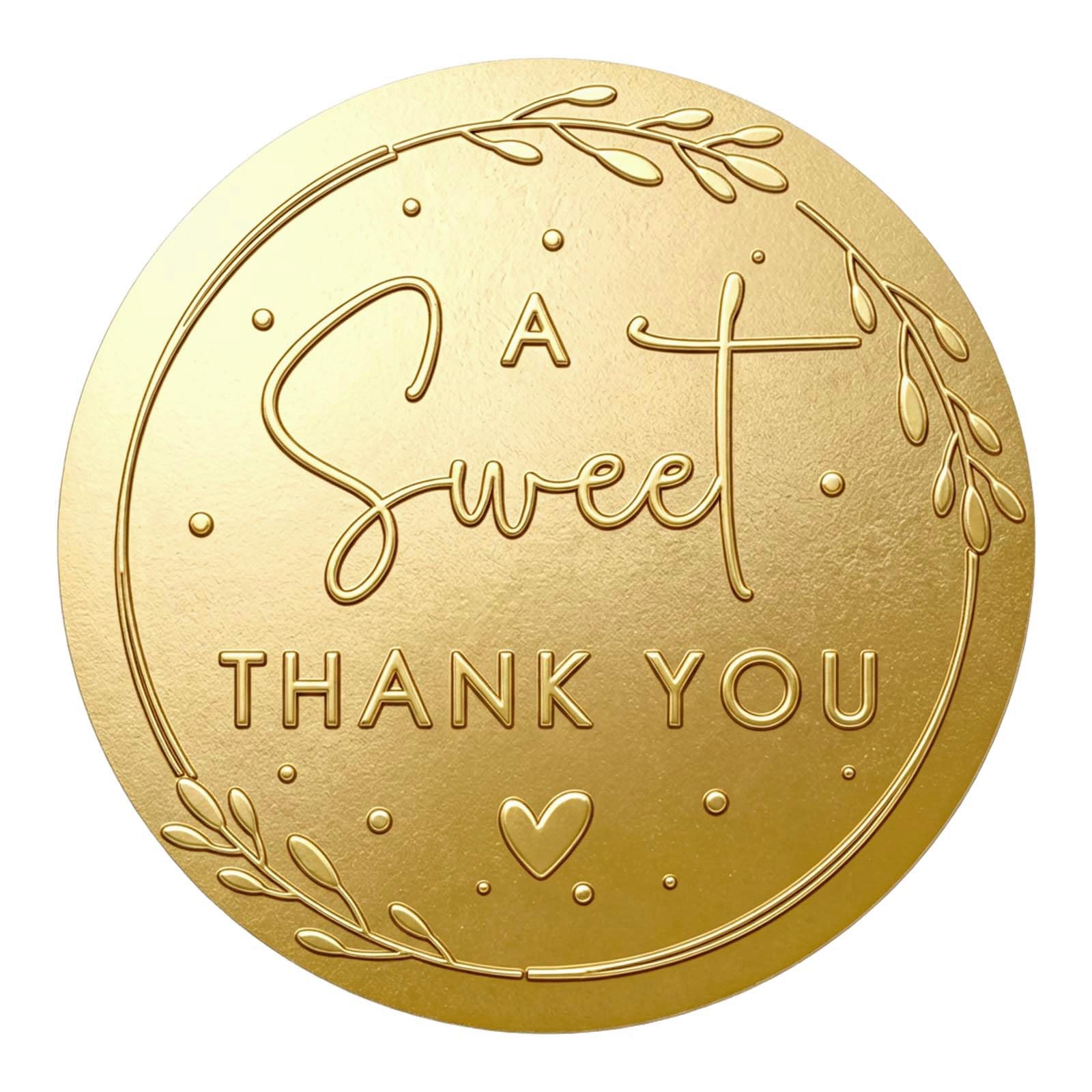 100 x A Sweet Thank You Embossed Sticker Labels Wedding Party Shower Favor Raise