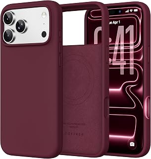 COFFKER Magnetic for iPhone 18 Pro Max /17 Pro Max Case, Wine Red | Compatible with MagSafe, Liquid Silicone Shockproof Drop Protection Cover Phone Case with Anti-Scratch Microfiber Lining