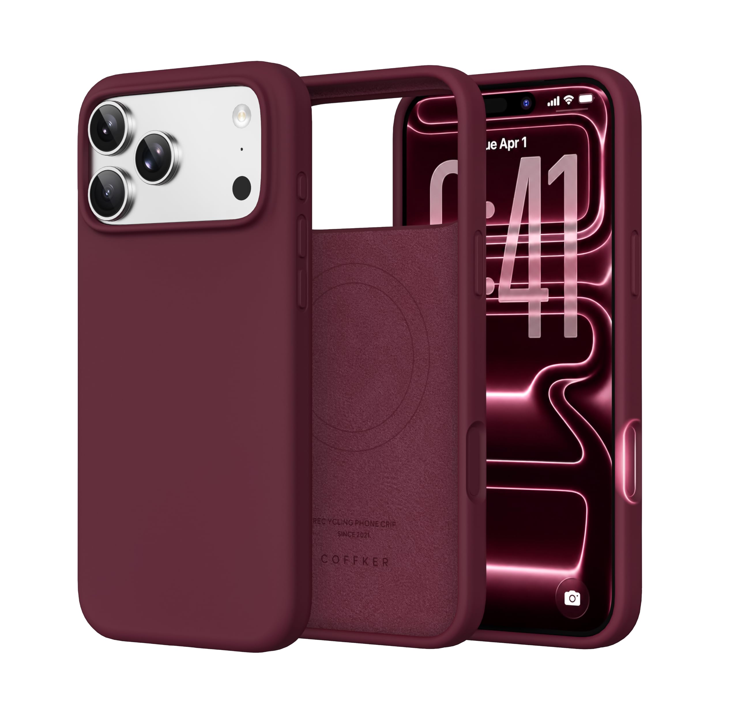 COFFKER Magnetic for iPhone 18 Pro Max /17 Pro Max Case, Wine Red | Compatible w