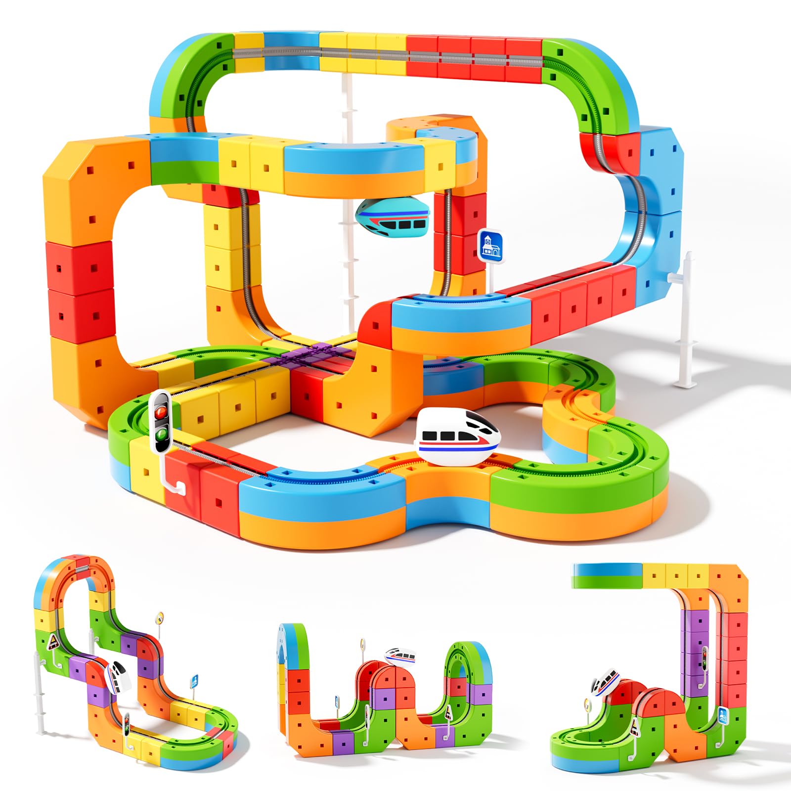 88 pcs KlickRail Electric Train Set Race Track for 3 4 5 6 7 8 Years Old | Build
