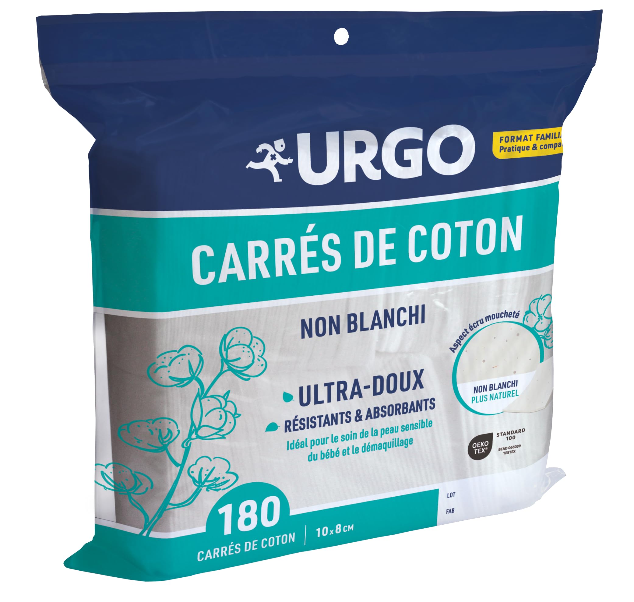 Urgo OEKO-TEX® Super Soft Absorbent Baby Cotton Squares x180 | Unbleached cotton
