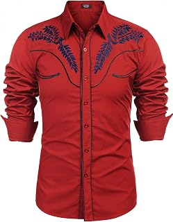 COOFANDY Men's Western,Retro,Classic Button Down Shirt