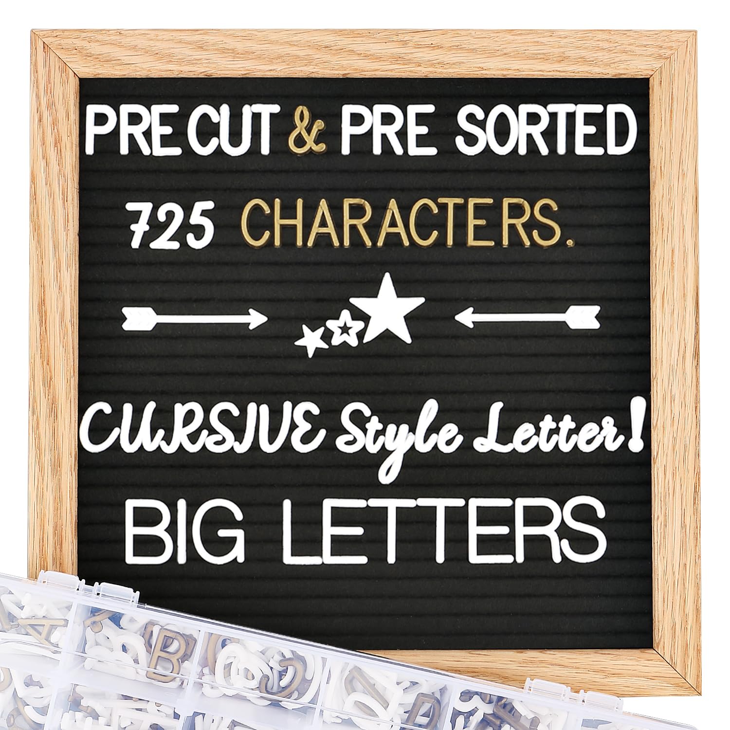 Felt Letter Board with Letters, Pre Cut & Sorted 725 Letters, First Day of Schoo