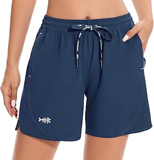 BASSDASH Women’s 5” Fishing Shorts UPF 50+ Water Resistant Quick Dry Athletic Hiking Shorts with Pockets FP05W