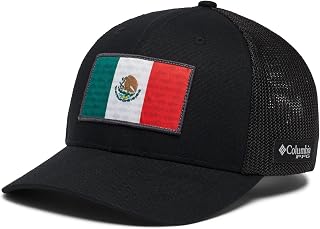 Columbia Mesh Ball Cap - Baseball Cap Unisex Adult, Black/Black/Mexico Flag, L-XL