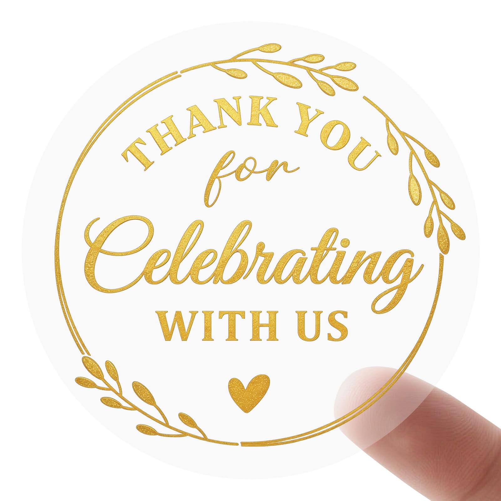 Thank You for Celebrating with Us Stickers, 100 PCS Gold Foil Round Labels for W