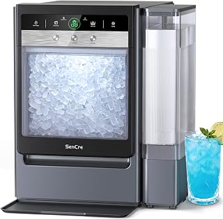 Nugget Ice Maker Countertop 60lbs/24H, 5-Min Ice Output, UV-C Purify | Dual Water Tank, 4.84lbs Large Basket, Pre-Filter, 80% Usable Ice Basket, Slower Ice Melt, 40dB Low Noise, Self-Cleaning