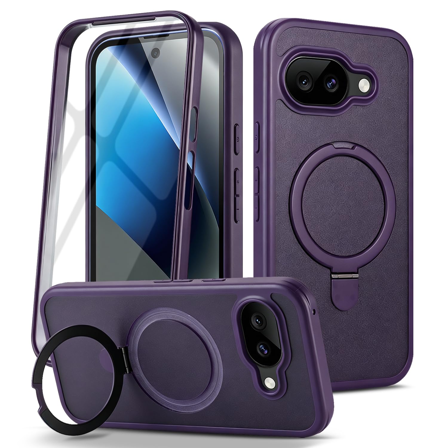for Google Pixel 9a Case with Screen Protector,Dark Purple