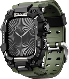 ULTIMAL Rugged Apple Watch Band Case 44mm 45mm for Apple Watch Series SE/SE 2nd Gen/6/5/4, Series 9/8/7 45mm, Military Grade Shockproof Case for iWatch Tactical