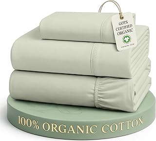 Lane Linen Twin Bed Sheets 100% Organic Cotton, GOTS Certified - Mineral