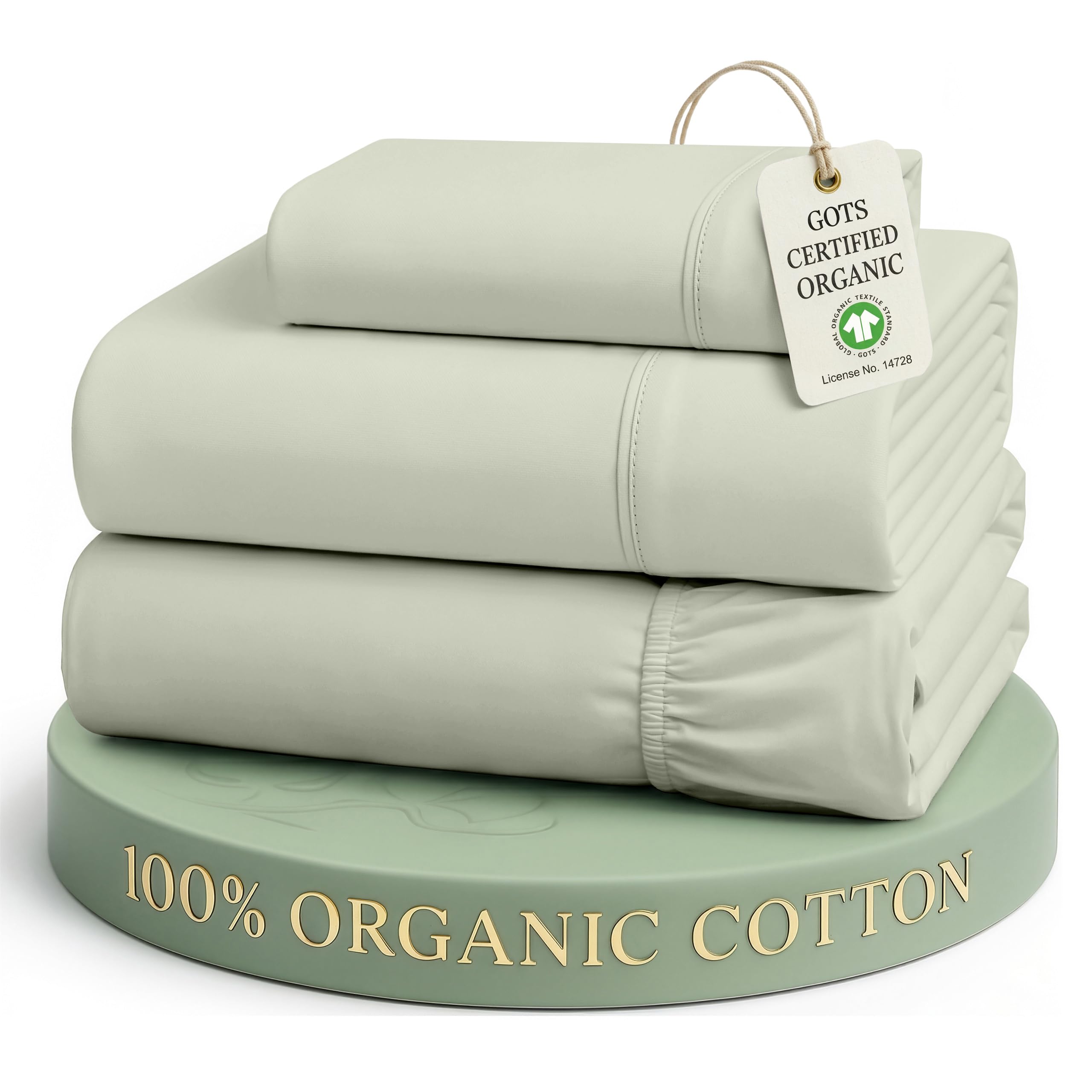 Lane Linen Twin Bed Sheets 100% Organic Cotton, GOTS Certified - Mineral