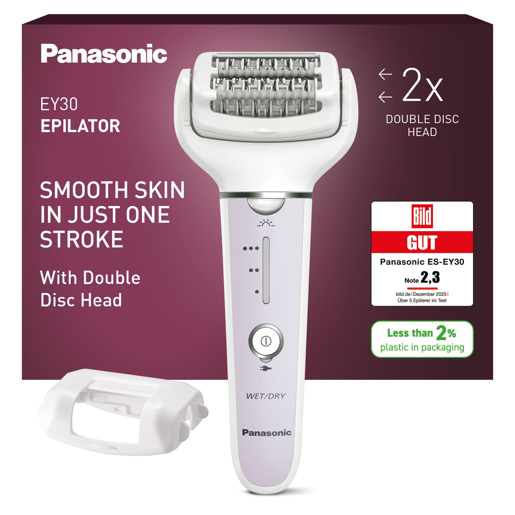 Panasonic ES-EY30 Wet/Dry Epilator Women Dual Disc with 60 Tweezers 90° Swivel H