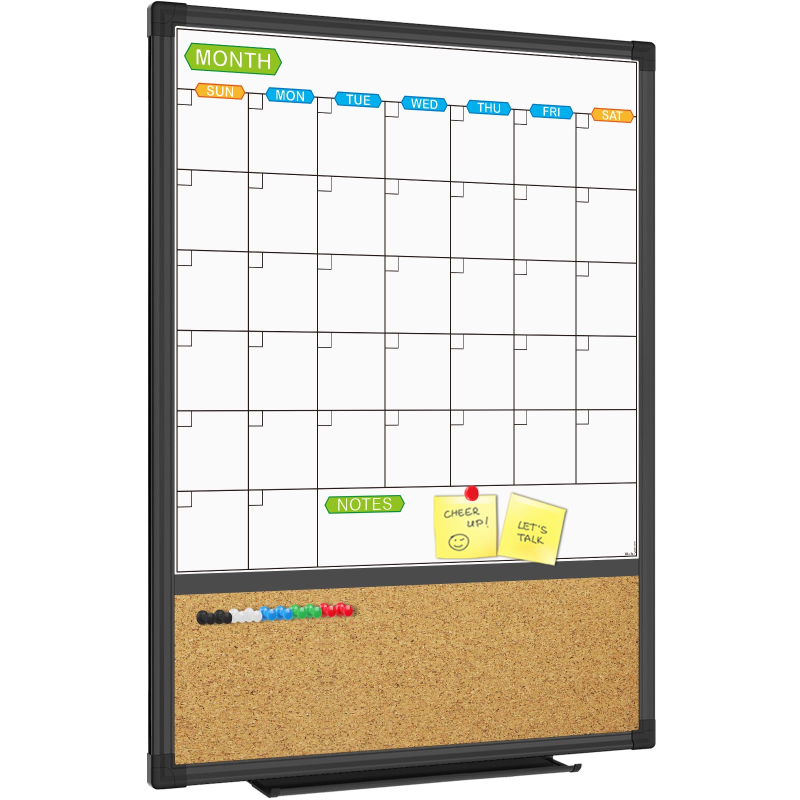 JILoffice Magnetic Calendar Whiteboard & Bulletin Corkboard Combination, Combo B