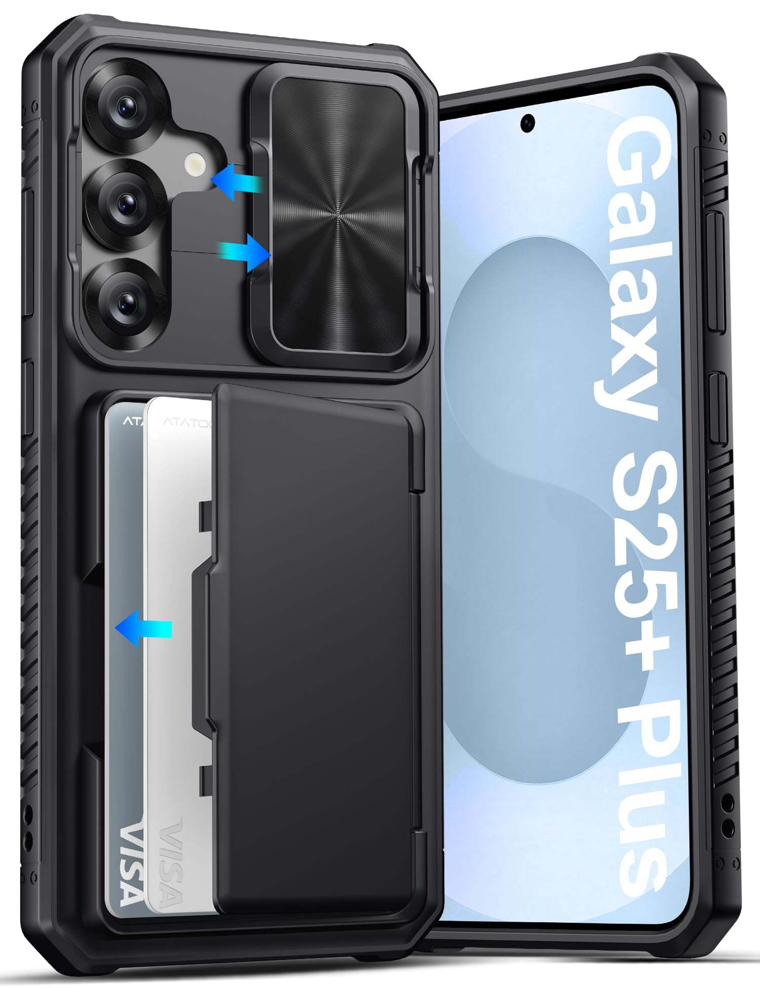 ATATOO for Samsung Galaxy S25+ Plus Case Wallet, Built-in Card Holder (3-5 Cards