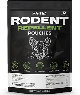 Rodent Repellent Pouches 12-Pack Mouse Repellent for Home RV Garage Car Basement, Mice Indoor & Outdoor Deterrent, Peppermint Cinnamon Cedarwood Rat Repellent, Plant-Based Natural Pest Control