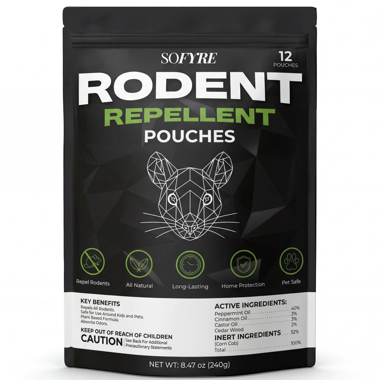Rodent Repellent Pouches 12-Pack Mouse Repellent for Home RV Garage Car Basement