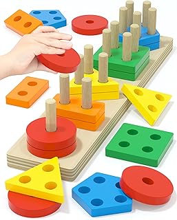 Montessori Sensory Toys for 1 2 Year Old Boy Girl Gifts, Puzzle for Toddler | Montessori Toys, Toddler Toy 2-3, Boys Girls Birthday Gifts, Wooden Blocks, Shape Sorter, Learning Toy, Toddler Activities