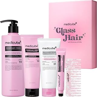 medicube Rosemary PDRN Glass Hair Set, Full-Size Gift Kit for a Fuller Look | Scalp-to-Ends 4-Step Hair Ritual - Root Volume &amp; Hair Breakage Care for Fine, Thin-Looking hair, Korean Hair Care, 5-Piece
