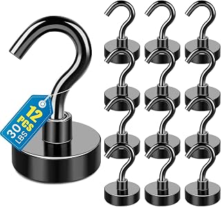 LOVIMAG Magnetic Hooks for Cruise Essentials 2026 Cabins Door 12 Pack-30LBS | Locker Accessories Magnet Hook Ship Heavy Duty Strong Classroom Refrigerator Decoration Fridge Hanging Organization Black