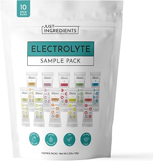 JUST INGREDIENTS Electrolyte Sample Pack - No Sugar - 10 Sticks | 3:1 Potassium To Sodium Ratio, 5 Key Minerals, Organic Coconut Water, Third Party Tested, Plant Based, Vegan