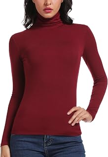 STARBILD Women's Long-Sleeved Shirt with Turtleneck, Blouse / Casual Top / Stretch Shirt, Slim Fit for Autumn / Winter, S-XXXL